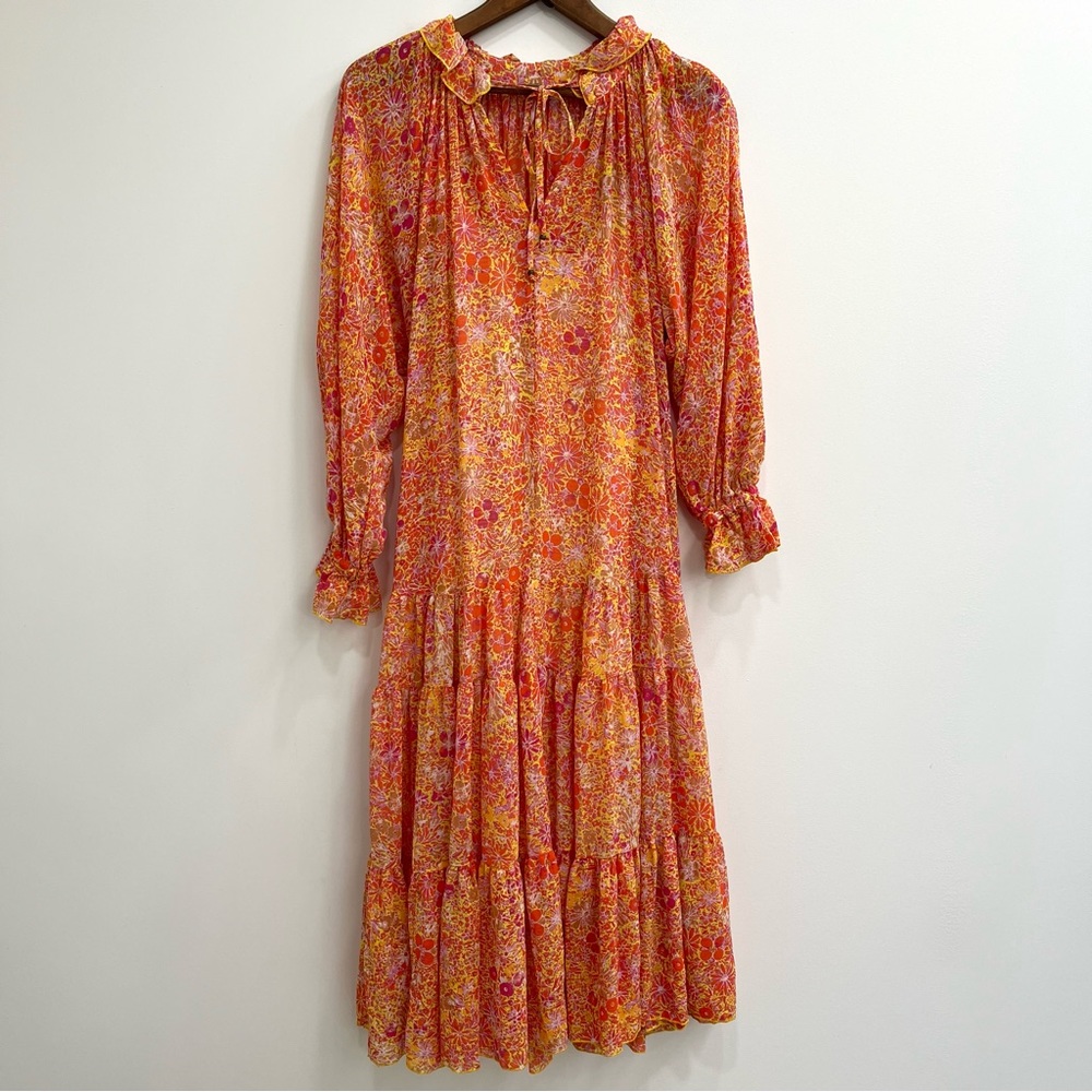 Free People Orange Floral Tiered Maxi Dress - Picture 3 of 12